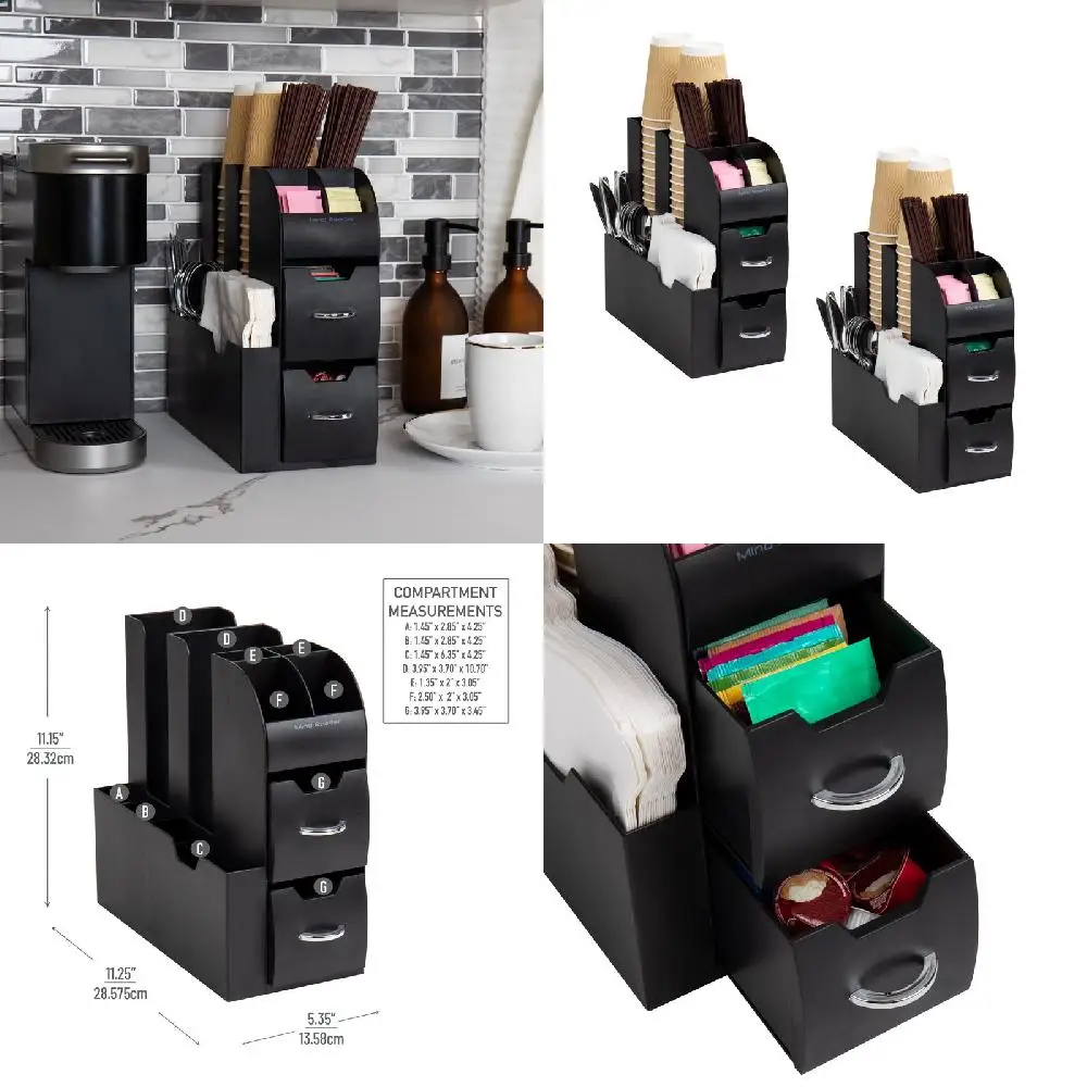 Practical, Stylish Black 11-Compartment Coffee & Condiment Dispenser Set of 2 with 2 Drawers - Perfect Organizer for Home and Of
Practical, Stylish Black 11-Compartment Coffee & Condiment Dispenser Set of 2 with 2 Drawers - Perfect Organizer for Home and Of