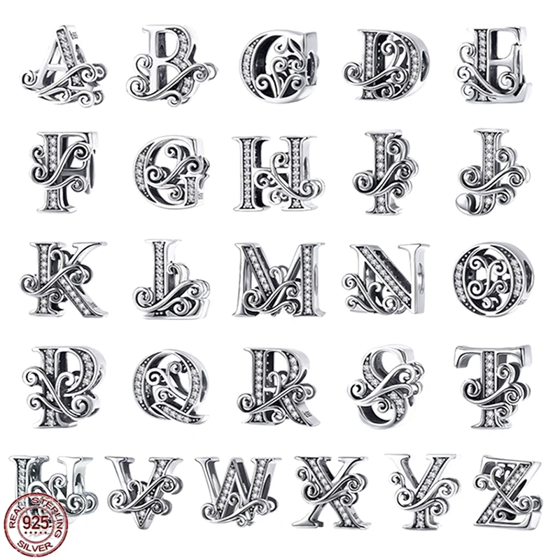 New 925 sterling Silver 26 English Letters Charms Bead Accessories Pendant DIY exquisite jewelry fit original Pandora bracelet
New 925 sterling Silver 26 English Letters Charms Bead Accessories Pendant DIY exquisite jewelry fit original Pandora bracelet