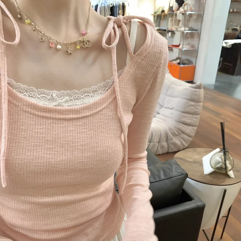Deeptown Fairycore Women's Long Sleeve Tops Korean Fashion Solid Color Tees Bandage Design Slim T-shirts Y2k Sweet Clothing
Deeptown Fairycore Women's Long Sleeve Tops Korean Fashion Solid Color Tees Bandage Design Slim T-shirts Y2k Sweet Clothing