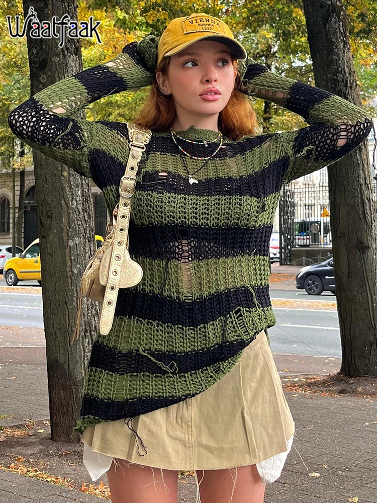 Зеленый корсет Waatfaak Y2K, эстетический вырез, потертый, гранж, полосатый свитер в стиле ретро 1920-х годов, уличная одежда, Осенний свободный джем...
Зеленый корсет Waatfaak Y2K, эстетический вырез, потертый, гранж, полосатый свитер в стиле ретро 1920-х годов, уличная одежда, Осенний свободный джем...
