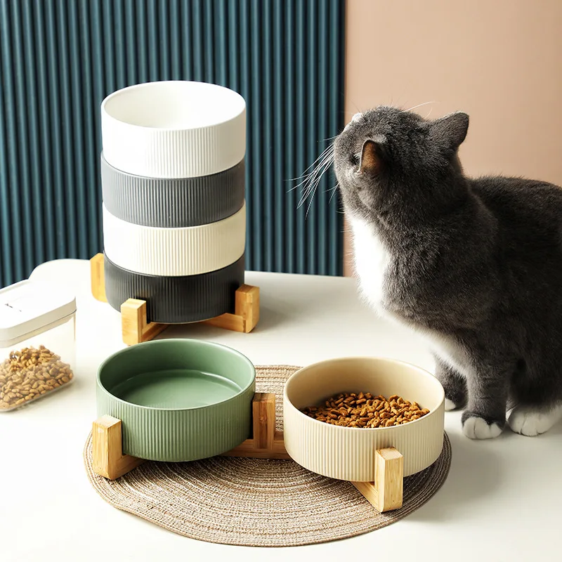 Pets Cat's Double Food Bowl Protective Cervical Spine Plant Wooden Stand Anti-overturning Ceramic Cat Bowls Feeder Dispenser
Pets Cat's Double Food Bowl Protective Cervical Spine Plant Wooden Stand Anti-overturning Ceramic Cat Bowls Feeder Dispenser