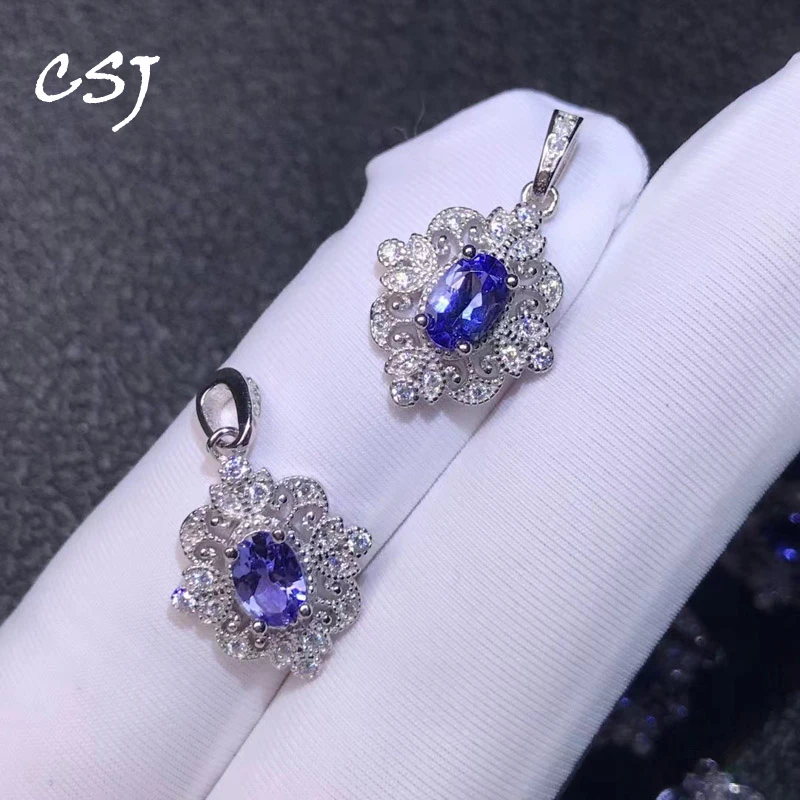 CSJ Elegant Genuine Natural Tanzanite Pendants Sterling 925 Silver Gemstone 4*6mm for Women Party Birthday Gift
CSJ Elegant Genuine Natural Tanzanite Pendants Sterling 925 Silver Gemstone 4*6mm for Women Party Birthday Gift