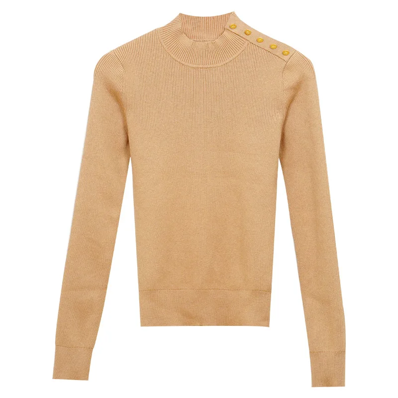 2021 knitted sweater winter new women's bottoming shirt shirt long sleeves Black
2021 knitted sweater winter new women's bottoming shirt shirt long sleeves Black