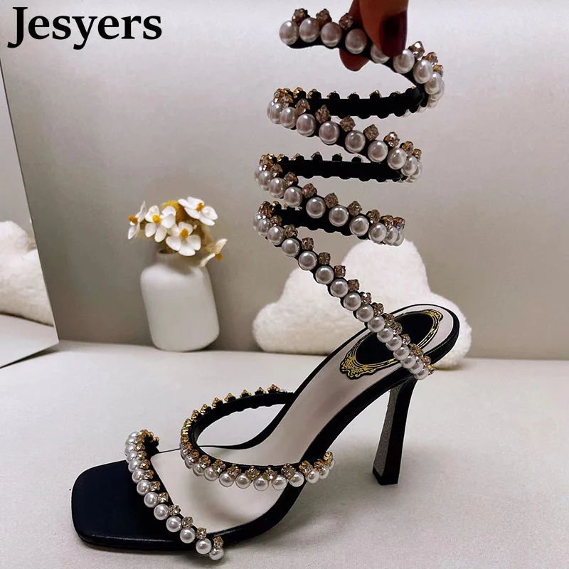 Summer Women Square Toe Shiny Crystal String Bead Decor Thin High Heels Ladies Genuine Leather Sexy Party Banquet Fairy Sandals
Summer Women Square Toe Shiny Crystal String Bead Decor Thin High Heels Ladies Genuine Leather Sexy Party Banquet Fairy Sandals