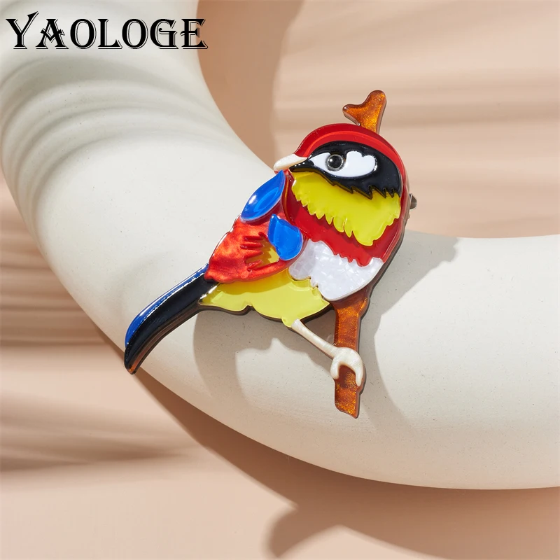 

YAOLOGE Acrylic Cartoon Bird Brooches For Women Kids Fashion Creative Animal Badge Brooch Pins Jewelry Gift Clothing Accessories