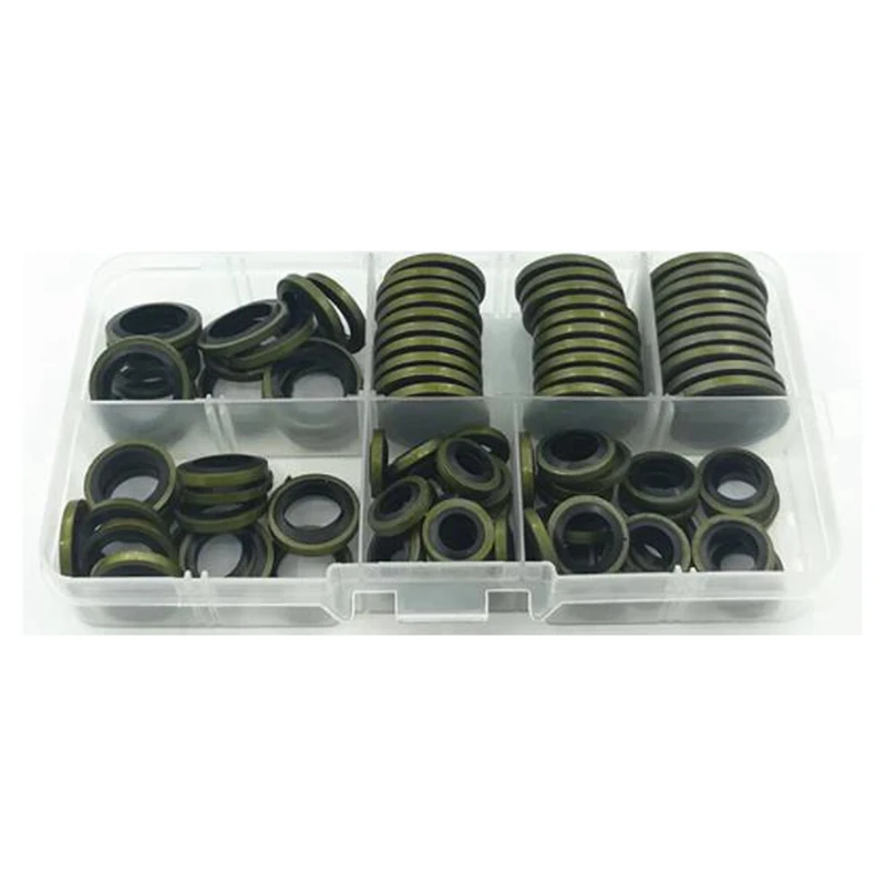 100Pcs Bonded Washer Metal Rubber Oil Drain Plug Gasket Fit Combined Washer Sealing Ring Assortment Kits
100Pcs Bonded Washer Metal Rubber Oil Drain Plug Gasket Fit Combined Washer Sealing Ring Assortment Kits