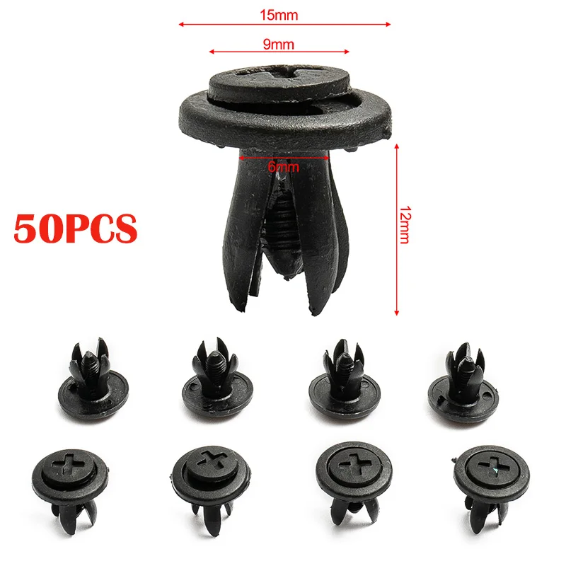 50PCS 6mm Diameter Black Vehicle Car Bumper Door Panel Fender Liner Clips Retainer Plastic Auto Fasteners Rivets Clips Car Acces
50PCS 6mm Diameter Black Vehicle Car Bumper Door Panel Fender Liner Clips Retainer Plastic Auto Fasteners Rivets Clips Car Acces