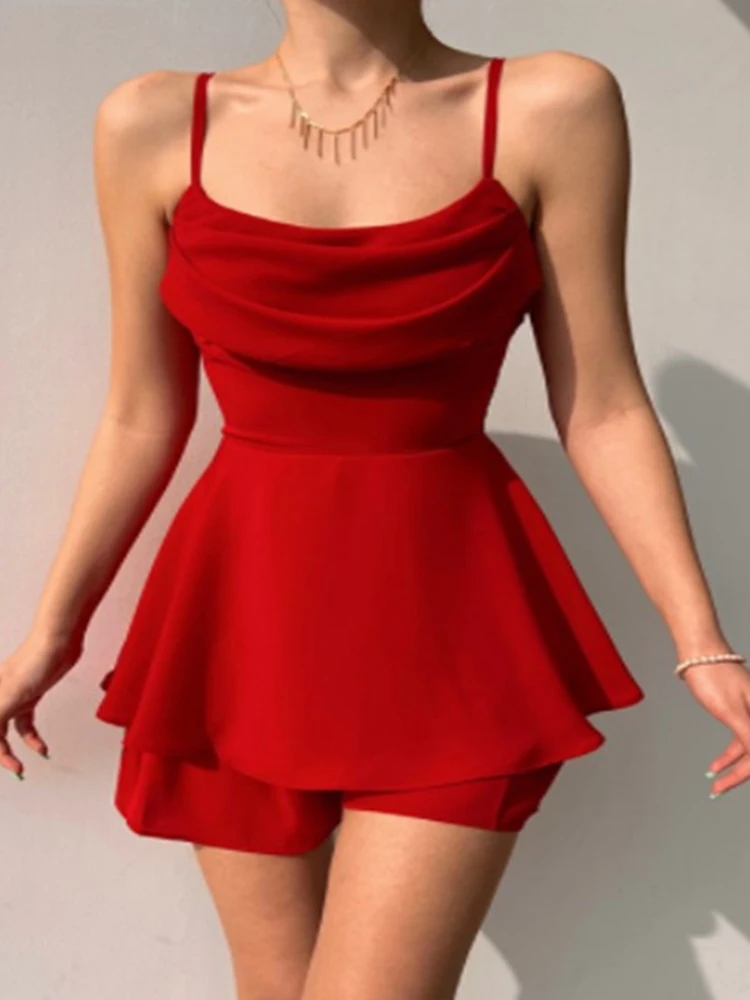 Summer New Sexy Suspenders Overalls Elegant Off Shoulder Sleeveless Slim Party Jumpsuits Women Fashion Draped Solid Short Romper
Summer New Sexy Suspenders Overalls Elegant Off Shoulder Sleeveless Slim Party Jumpsuits Women Fashion Draped Solid Short Romper