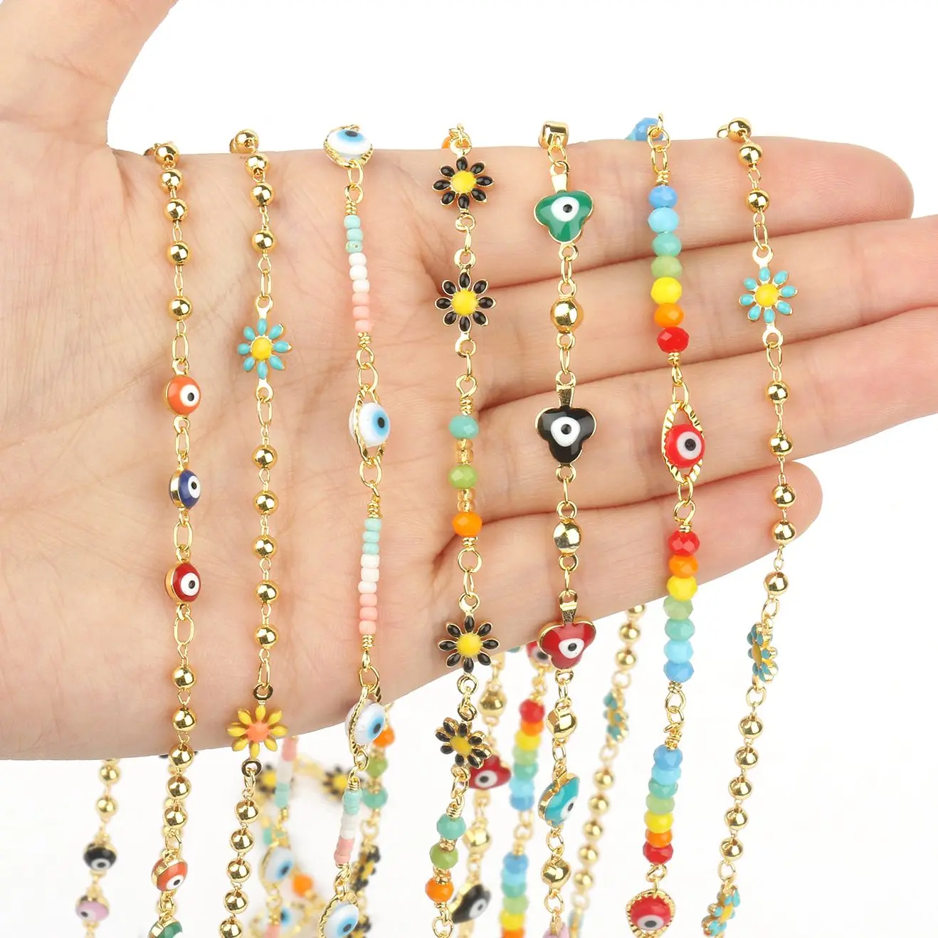 1M Gold Color Stainless Steel Evil Eye Daisy Beads Chain for Bracelets Necklace Ankles Jewelry Making DIY Accessories
1M Gold Color Stainless Steel Evil Eye Daisy Beads Chain for Bracelets Necklace Ankles Jewelry Making DIY Accessories
