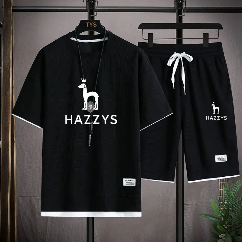 Summer HAZZYS Men's Two Piece Set Linen Fabric Casual T-Shirt and Shorts Set Mens Sports Suit Fashion Short Sleeve Tracksuit
Summer HAZZYS Men's Two Piece Set Linen Fabric Casual T-Shirt and Shorts Set Mens Sports Suit Fashion Short Sleeve Tracksuit