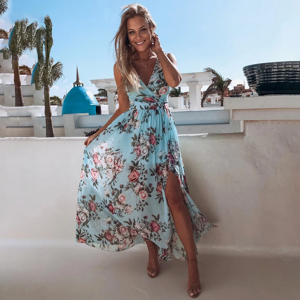 Casual elegant slim sexy new dress, New Women Bohemian Floral Dress High Waist Long Maxi Dresses Thigh Splited Sexy V-Neck2023
Casual elegant slim sexy new dress, New Women Bohemian Floral Dress High Waist Long Maxi Dresses Thigh Splited Sexy V-Neck2023