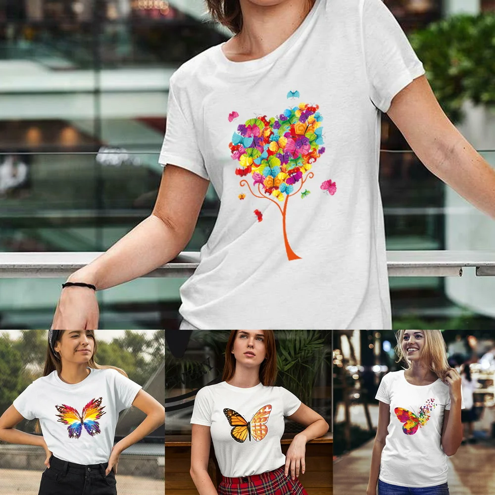 2023 Women Clothing T-shirt Fashion O-neck Harajuku Short Sleeve Casual Pullover Butterfly Printed Summer Trend Female Tops Tees
2023 Women Clothing T-shirt Fashion O-neck Harajuku Short Sleeve Casual Pullover Butterfly Printed Summer Trend Female Tops Tees