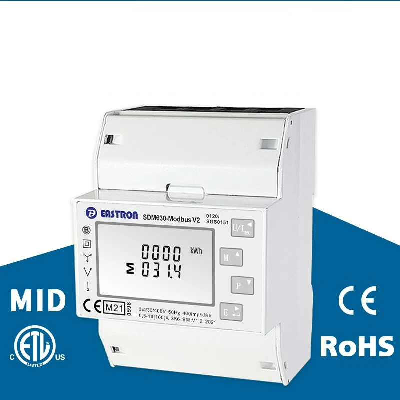 SDM630 Modbus V2 MID, multi-function power analyser, 1p2w 3p3w 3p4w, modbus/pulse output port RS485, PV solar system available
SDM630 Modbus V2 MID, multi-function power analyser, 1p2w 3p3w 3p4w, modbus/pulse output port RS485, PV solar system available