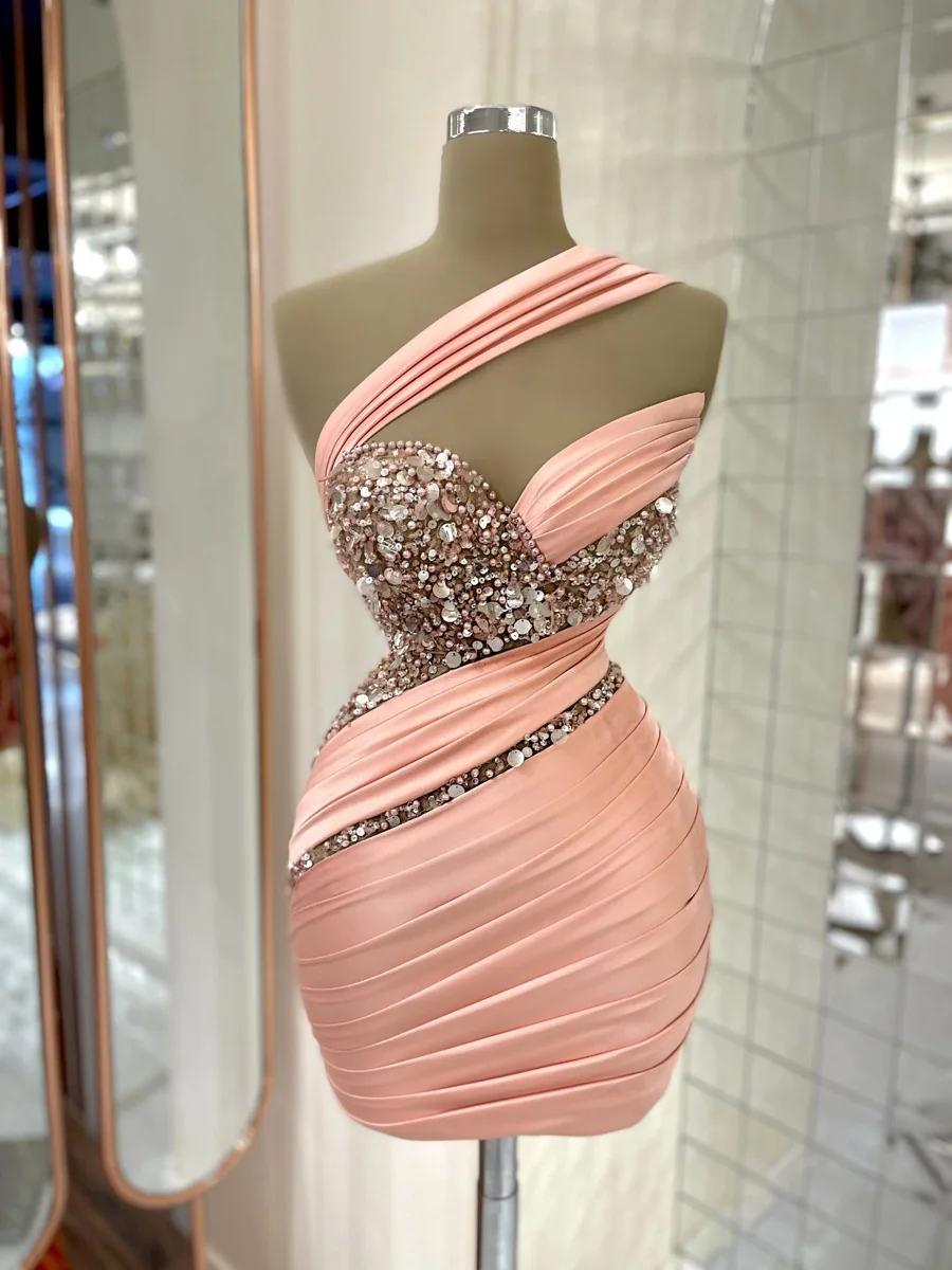 Satin Cocktail Dresses 2022 Women Pink One-Shoulder Ruched Mini Evening Gown Sleeveless Ruched Sheath Sexy Formal Party Dress
Satin Cocktail Dresses 2022 Women Pink One-Shoulder Ruched Mini Evening Gown Sleeveless Ruched Sheath Sexy Formal Party Dress