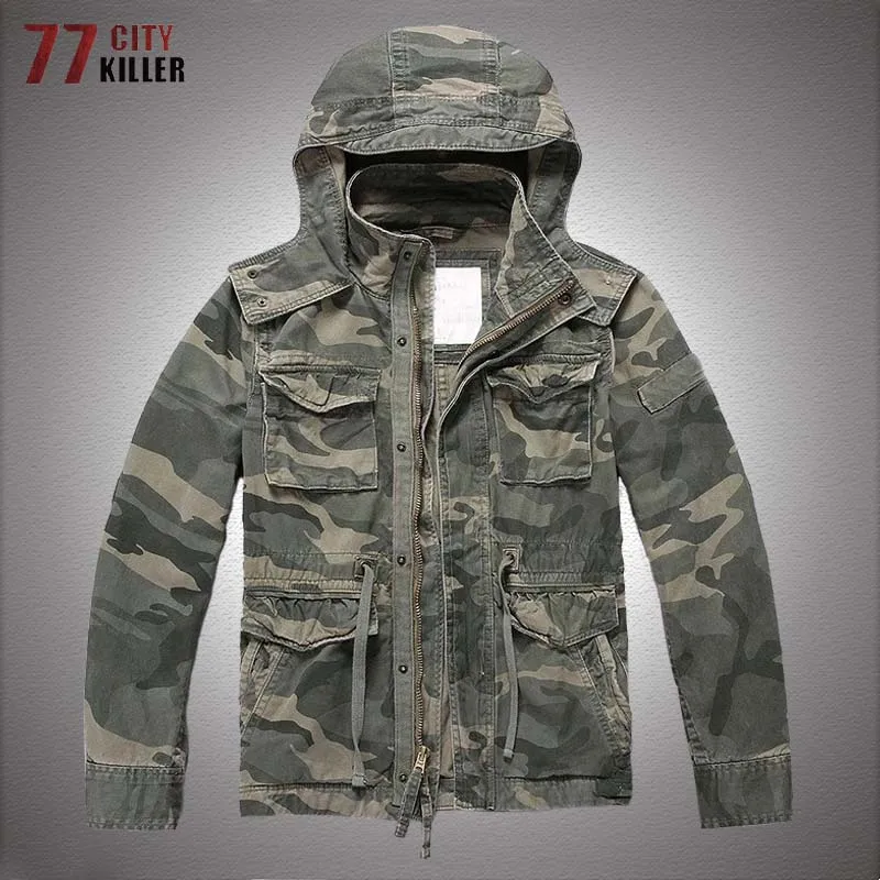 Military Hooded Cargo Jackets Men Removable Hood Cotton Camouflage Multi-pockets Work Jacket Mens Wear-resistant Tactical Coats
Military Hooded Cargo Jackets Men Removable Hood Cotton Camouflage Multi-pockets Work Jacket Mens Wear-resistant Tactical Coats