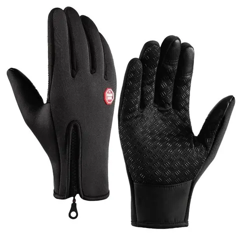 Перчатки для мужчин на молнии, водонепроницаемые, ветрозащитные, черные, M, L