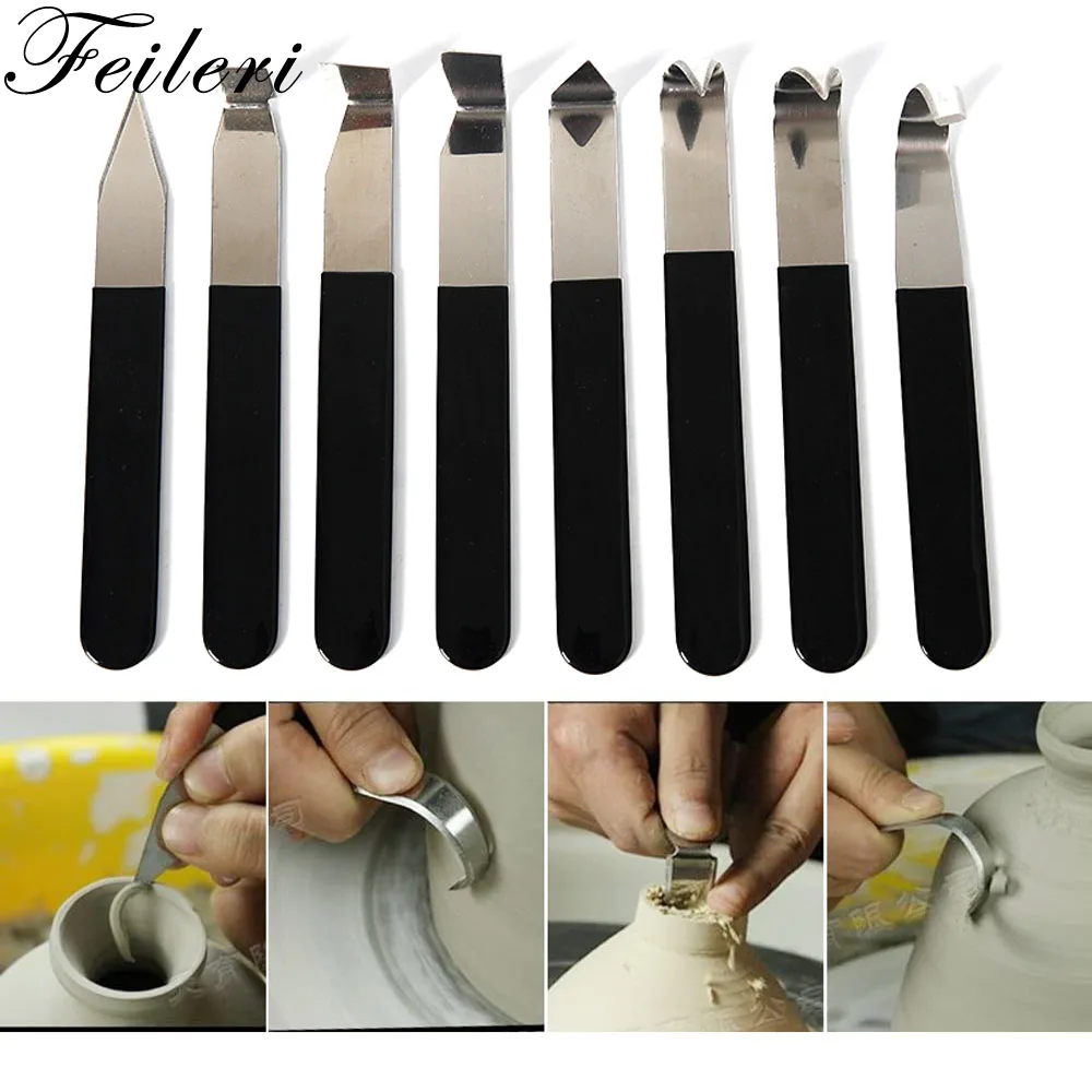 

8pcs/set DIY Clay Tools Carving Knife Clay Hand Pottery Tools Stainless Steel Carving Shaping Knives Ceramic Tools Set Engraving