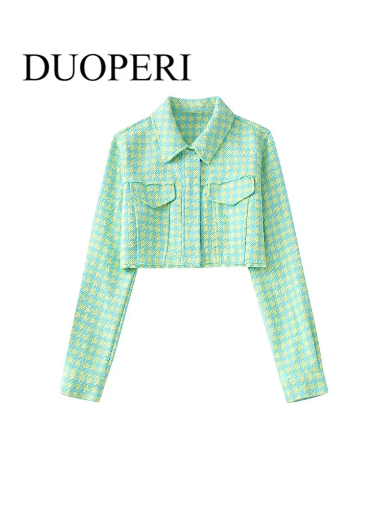 Куртка DUOPERI Женская в клетку, Модный укороченный пиджак с карманами, винтажная однобортная верхняя одежда
Куртка DUOPERI Женская в клетку, Модный укороченный пиджак с карманами, винтажная однобортная верхняя одежда