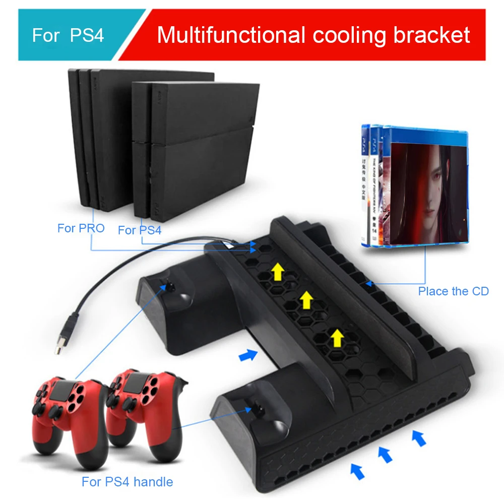 Game Console Charging Stand USB Cooling Fan Game Controller Charging Station Charger Replacement for PS4/SLIM/PRO
Game Console Charging Stand USB Cooling Fan Game Controller Charging Station Charger Replacement for PS4/SLIM/PRO