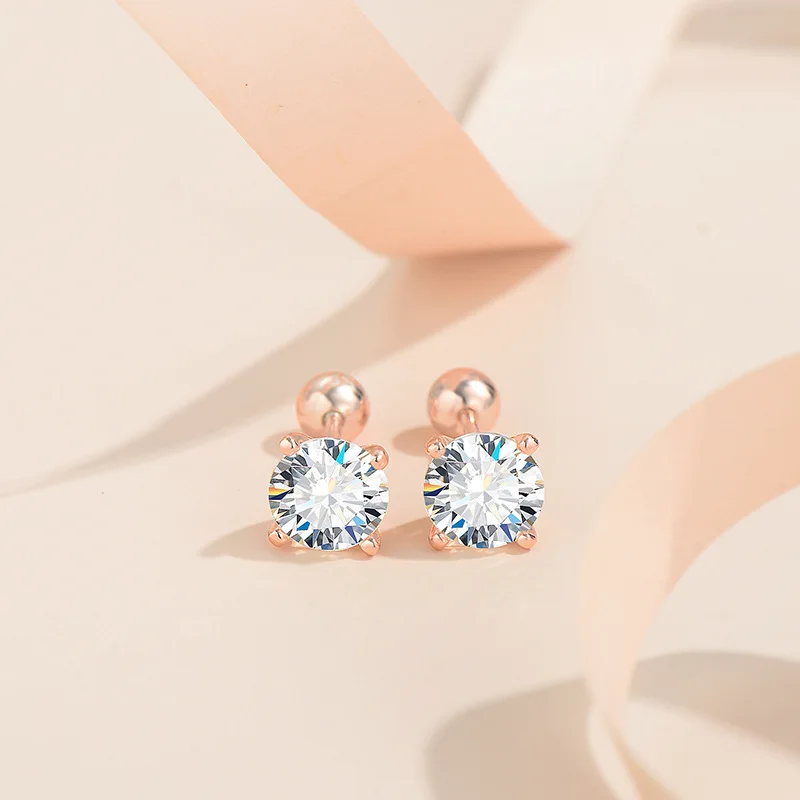 0.6-2CT Moissanite Earrings Screwback Rose Gold Plated 925 Sterling Silver Lab Mosan Gemstone Stud Earrings Pass Diamond Tester
0.6-2CT Moissanite Earrings Screwback Rose Gold Plated 925 Sterling Silver Lab Mosan Gemstone Stud Earrings Pass Diamond Tester