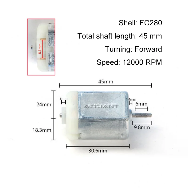 FC280 DC Motor 12000 RPM 45mm DIY Repair Engine For Car Replacement Power OEM Accesseries Forward Rotation Toy High Quality 
FC280 DC Motor 12000 RPM 45mm DIY Repair Engine For Car Replacement Power OEM Accesseries Forward Rotation Toy High Quality