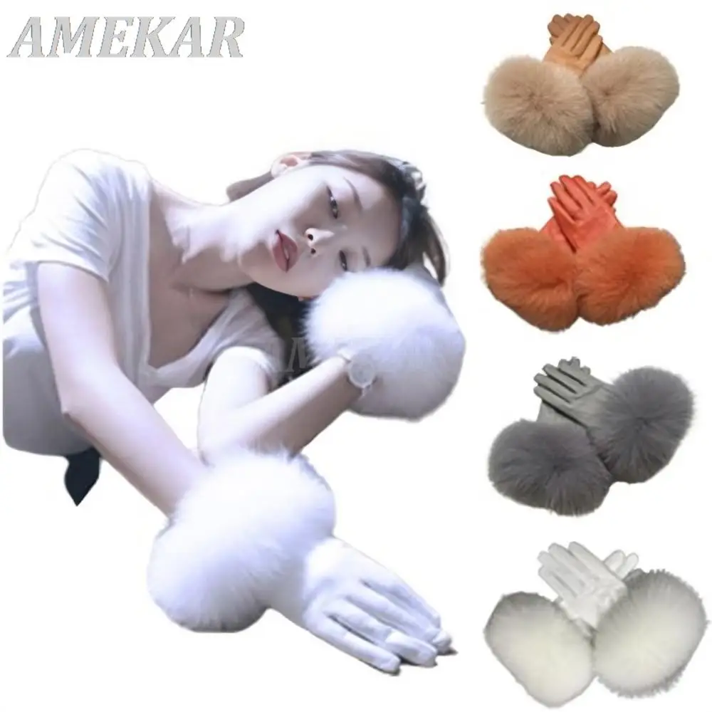 Women's Real Sheepskin Fox Fur Gloves Winter Warm Fashion Genuine Leather Glove Ladies Natural Fluffy Fox Fur Gloves Oversized
Women's Real Sheepskin Fox Fur Gloves Winter Warm Fashion Genuine Leather Glove Ladies Natural Fluffy Fox Fur Gloves Oversized