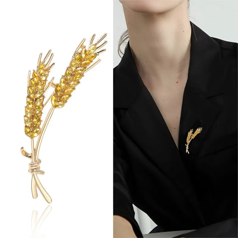 Branded Womens Brooch Luxury Wheat Coloring Zircon Plant Golden Crystal Corsage Pins Ladies Clothing Elegant Jewelry Accessories
Branded Womens Brooch Luxury Wheat Coloring Zircon Plant Golden Crystal Corsage Pins Ladies Clothing Elegant Jewelry Accessories
