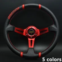 Car MOMO steering wheel 350MM leather steering wheel PVC Racing steering wheel sports High quality Auto parts modification