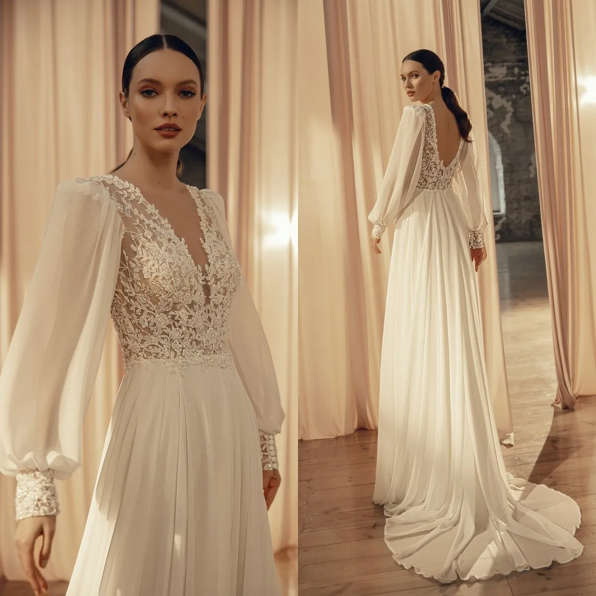 2022 Chiffon Wedding Dresses for Women Elegant Bridal Gowns Lace Top Open Back Boho Robe de Mariage
2022 Chiffon Wedding Dresses for Women Elegant Bridal Gowns Lace Top Open Back Boho Robe de Mariage