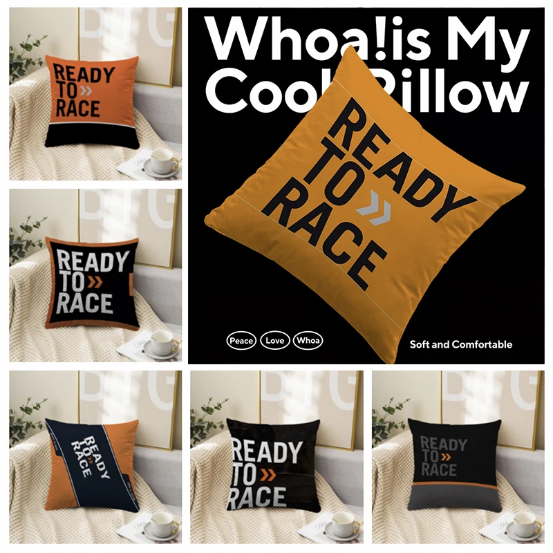 

45x45 Cushions Covers Ready to Race Motor Throw Pillows Home Decor Decorative Pillowcase for Sofa Car Bed Soft Fabric Dakimakura