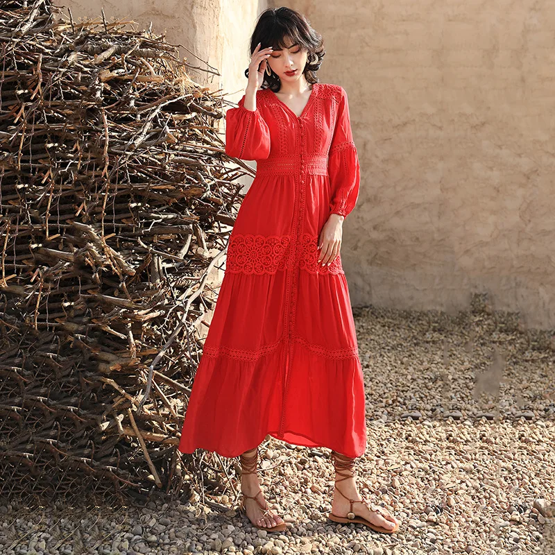 Fairy V-neck Dress Women's Summer Harvest Waist Slim Platycodon Skirt Temperament Holiday Beach Skirtvestidos
Fairy V-neck Dress Women's Summer Harvest Waist Slim Platycodon Skirt Temperament Holiday Beach Skirtvestidos
