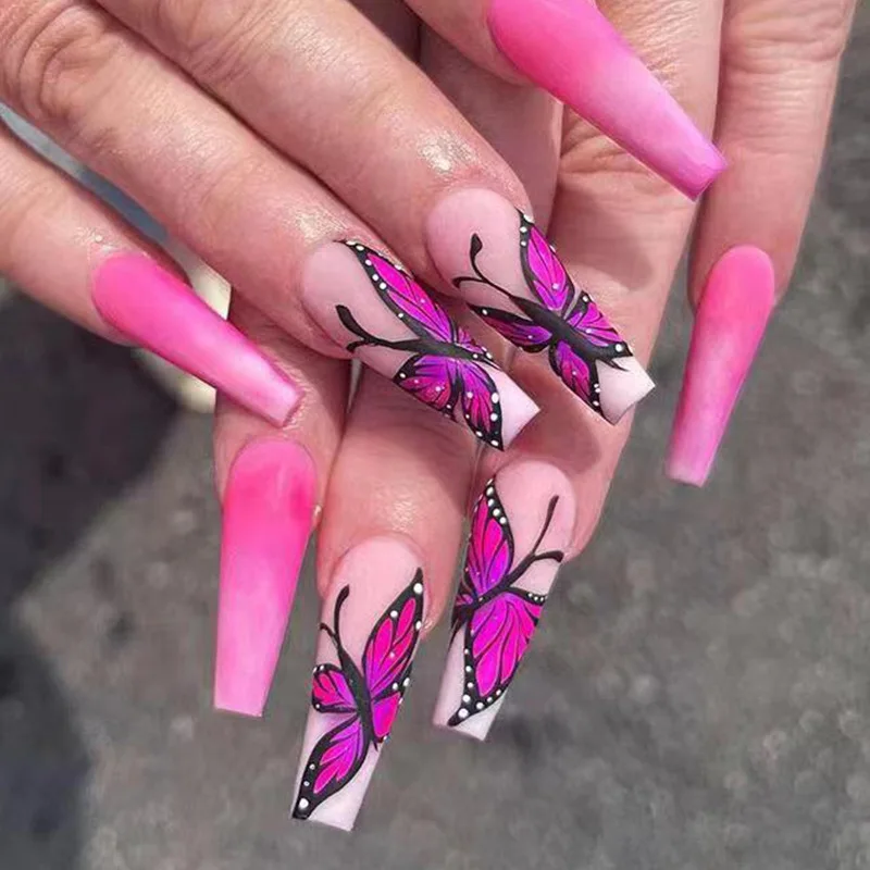 24Pcs/Set Butterfly Halo Dyeing Long T Scrub Reusable False Nails Seamless Removable Art Fake Nails Capsule Free Shipping Items
24Pcs/Set Butterfly Halo Dyeing Long T Scrub Reusable False Nails Seamless Removable Art Fake Nails Capsule Free Shipping Items