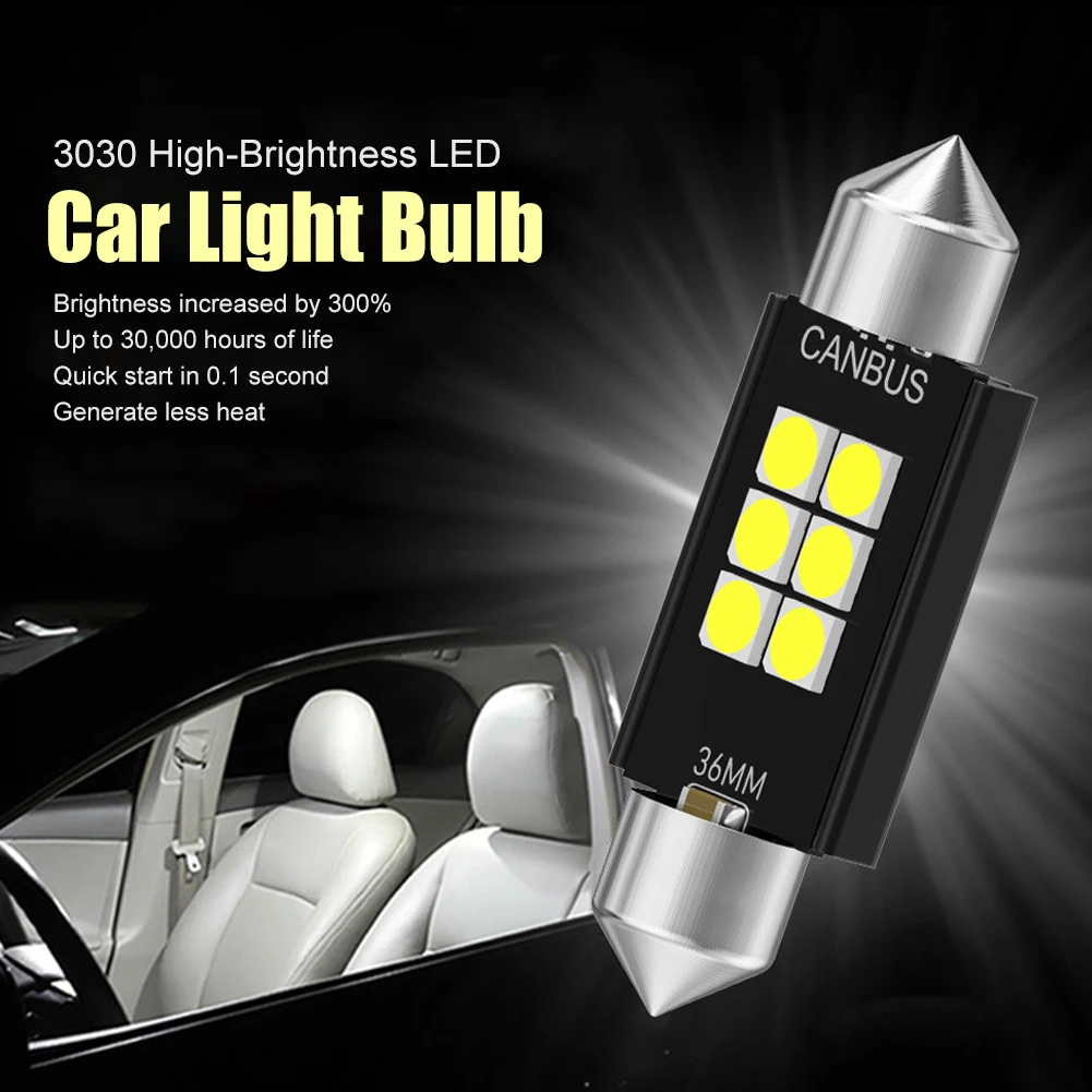 2PSC C10W 12V 3030 C5W High Brightness Canbus Bulb 31mm 36mm 39mm 41mm 6SMD Car Interior Light Reading License Plate Dome light
2PSC C10W 12V 3030 C5W High Brightness Canbus Bulb 31mm 36mm 39mm 41mm 6SMD Car Interior Light Reading License Plate Dome light