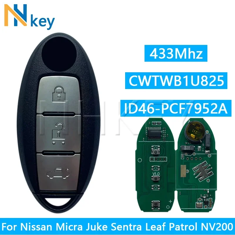 NH KEY CWTWB1U825 Умный дистанционный автомобильный ключ ID46 чип 433 МГц для Nissan Micra Juke Sentra Patrol Note Navara Tiida NV200 3 кнопки
NH KEY CWTWB1U825 Умный дистанционный автомобильный ключ ID46 чип 433 МГц для Nissan Micra Juke Sentra Patrol Note Navara Tiida NV200 3 кнопки