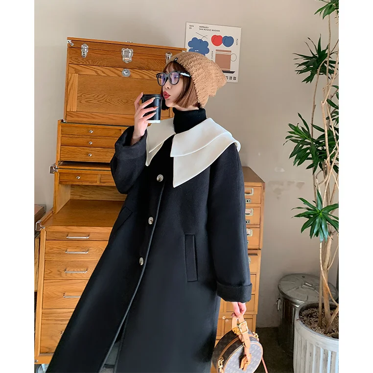 Woolen New Winter Women Coats Double Collar Patchwork Large Lapel Overcoat Ladys Oversize Streetwear
Woolen New Winter Women Coats Double Collar Patchwork Large Lapel Overcoat Ladys Oversize Streetwear