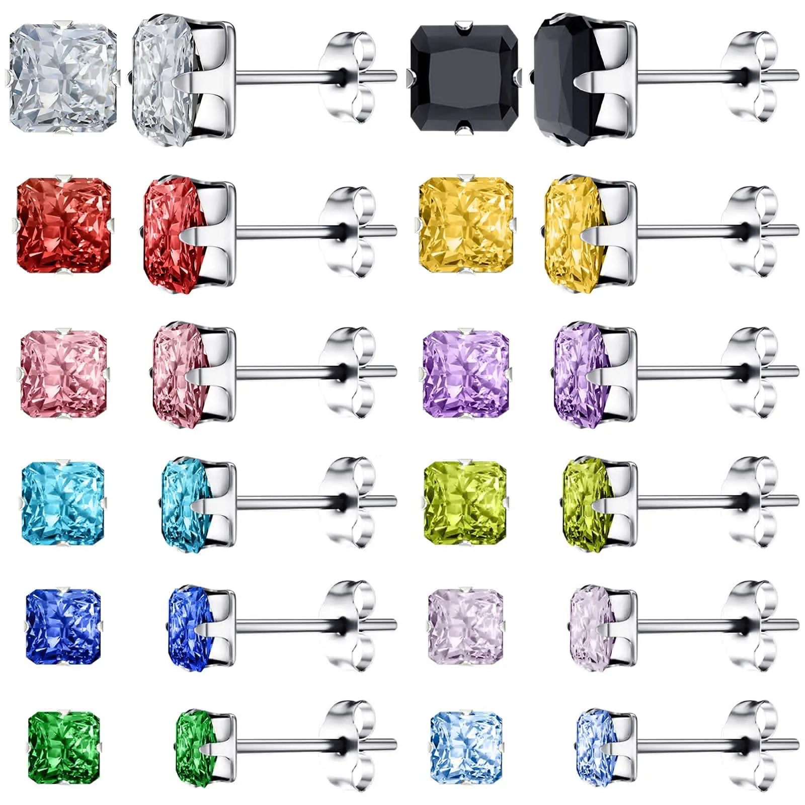 1 Pair Multi-Size 3-8mm Stainless Steel Round/Square Cubic Zirconia Stud Earrings Set CZ Piercing Jewelry For Women Men
1 Pair Multi-Size 3-8mm Stainless Steel Round/Square Cubic Zirconia Stud Earrings Set CZ Piercing Jewelry For Women Men