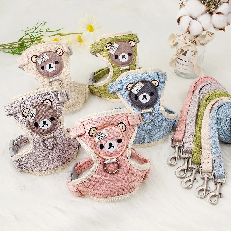 Lovely Bear Cat Harness Pet Linen Lead Leash Puppy Vest Type Traction Belt Walking Anti-break Collar for Cat Dog Supplies
Lovely Bear Cat Harness Pet Linen Lead Leash Puppy Vest Type Traction Belt Walking Anti-break Collar for Cat Dog Supplies