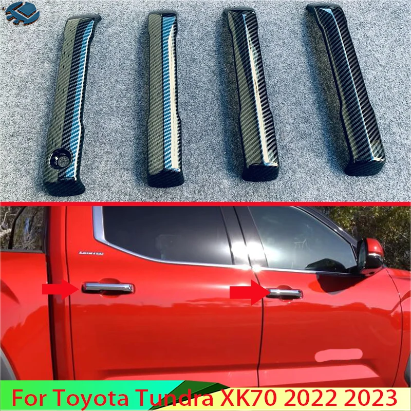 

For Toyota Tundra XK70 2022 2023 ABS Chrome Door Handle Cover With Smart Key Hole Catch Cap Trim Molding