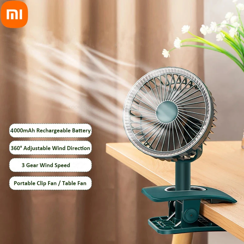 Xiaomi USB Rechargeable Air Cooler Clip Fan Portable Stroller Fans 3 Speeds Adjustable 360° Rotation Home Desk Air Cooling Fan
Xiaomi USB Rechargeable Air Cooler Clip Fan Portable Stroller Fans 3 Speeds Adjustable 360° Rotation Home Desk Air Cooling Fan