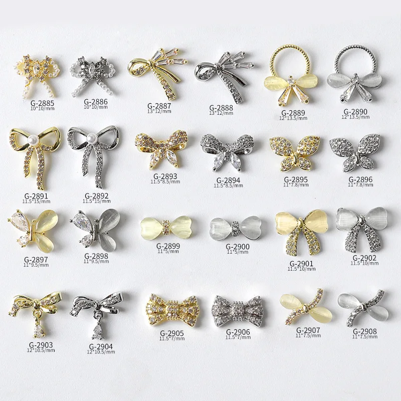 New Style Zircon Nail Art Jewelry Gold and Silver Transparent Cat Eye Bow Pearl Bow Color Retention Zircon Jewelry
New Style Zircon Nail Art Jewelry Gold and Silver Transparent Cat Eye Bow Pearl Bow Color Retention Zircon Jewelry