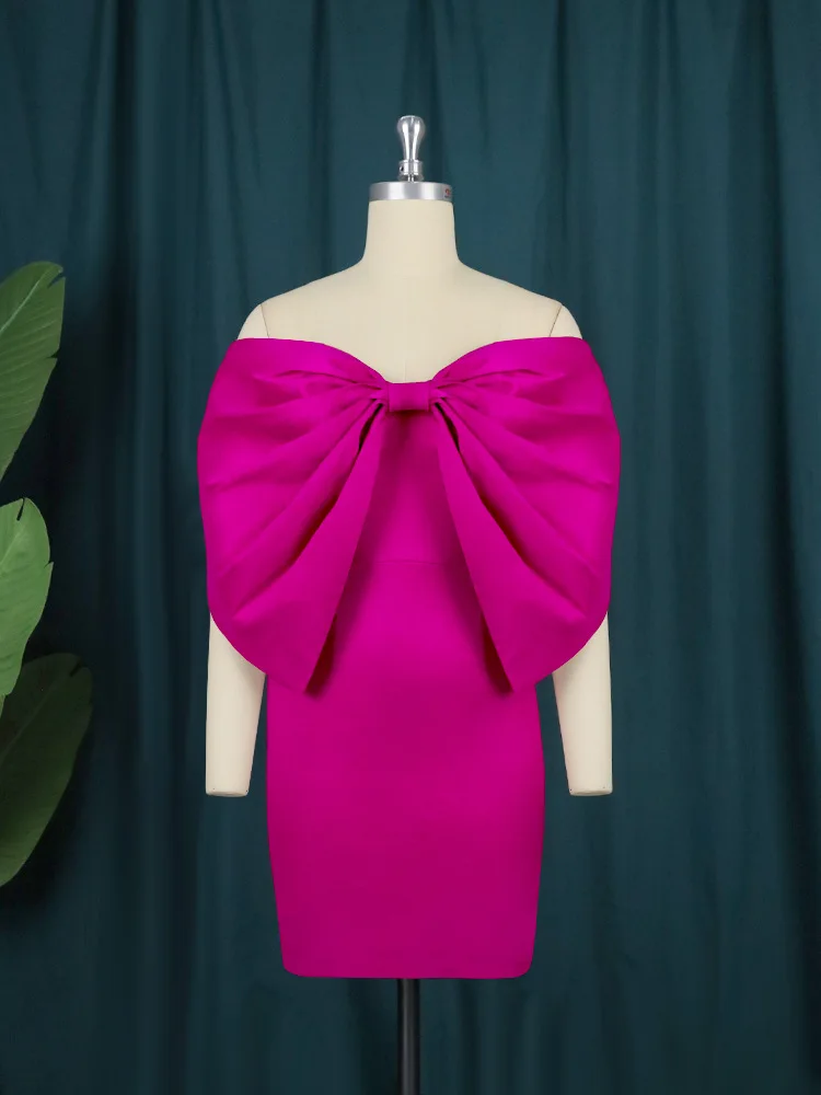 Wedding Guest Party Big Bow Dresses Slim Mini Rose Red Bodycon Dress Chic Bow Strapless Dresses Women Big Size
Wedding Guest Party Big Bow Dresses Slim Mini Rose Red Bodycon Dress Chic Bow Strapless Dresses Women Big Size