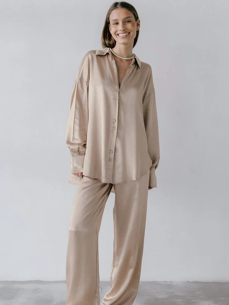 Linad Loose 2 Piece Sets Women's Home Clothes Long Sleeve Turn Down Collar Pajamas Female Trouser Suits Autumn Casual Sleepwear
Linad Loose 2 Piece Sets Women's Home Clothes Long Sleeve Turn Down Collar Pajamas Female Trouser Suits Autumn Casual Sleepwear