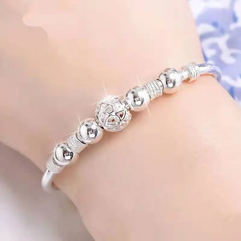 Luxury Designer Party Wedding Jewelry Gifts New Korean Fashion 925 Sterling Silver Lucky Beads Bangles for Women Bracelets
Luxury Designer Party Wedding Jewelry Gifts New Korean Fashion 925 Sterling Silver Lucky Beads Bangles for Women Bracelets