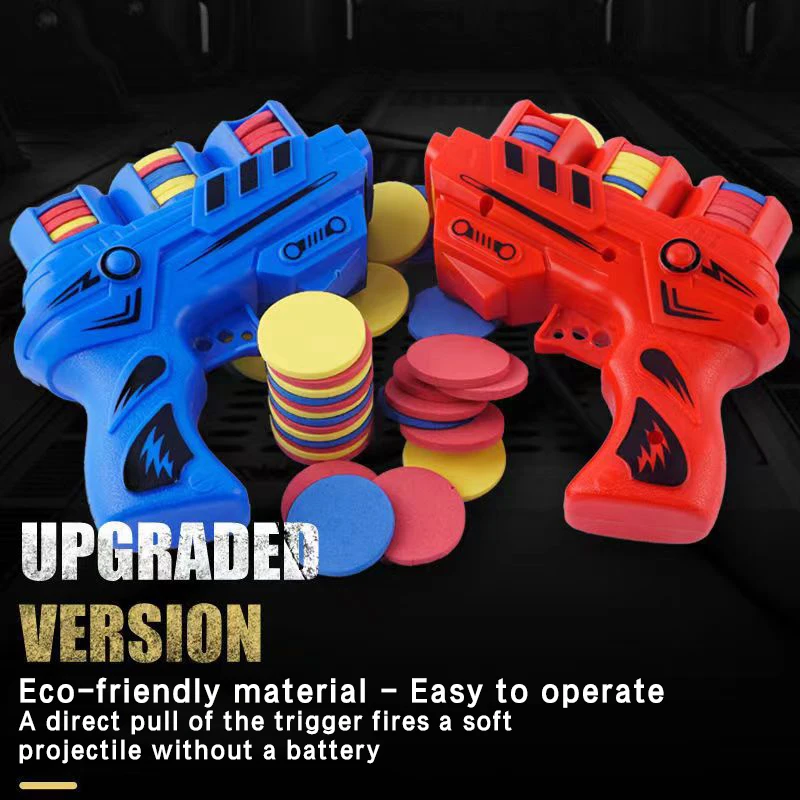 

Flying saucer soft projectile continuous toy gun new two-player battle continuous shot toy bullet gun Classic Fly Saucer Guns