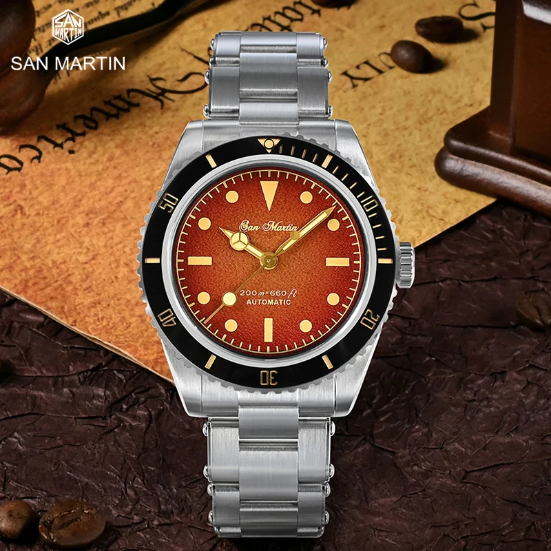 San Martin Diver Watch 38mm Vintage 6200 Retro Water Ghost Luxury Sapphire YN55A Men Automatic Mechanical Watches 20Bar Relojes
San Martin Diver Watch 38mm Vintage 6200 Retro Water Ghost Luxury Sapphire YN55A Men Automatic Mechanical Watches 20Bar Relojes