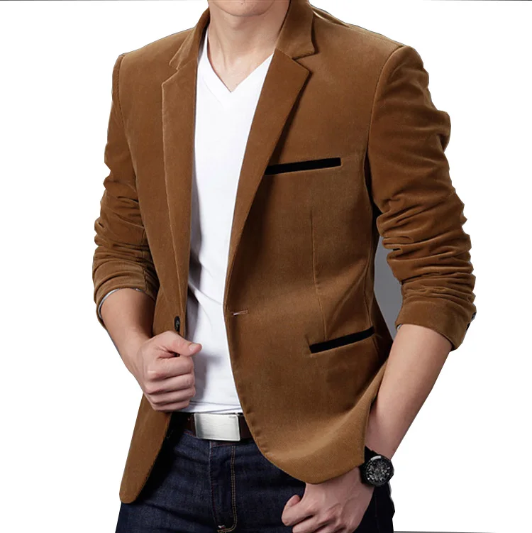 Single breasted men wear blazer jacket red/navy blue/khaki velvet casual custom men blazer Plus Size
Single breasted men wear blazer jacket red/navy blue/khaki velvet casual custom men blazer Plus Size