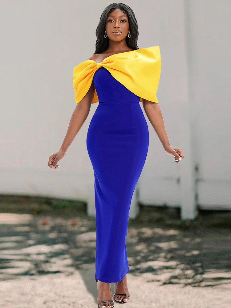 AOMEI Party Maxi Dress Off Shoulder Big Bow Patchwork Yellow Blue Strapless Slim Stylish Evening Birthday Sexy Gowns 4XL Ladies
AOMEI Party Maxi Dress Off Shoulder Big Bow Patchwork Yellow Blue Strapless Slim Stylish Evening Birthday Sexy Gowns 4XL Ladies