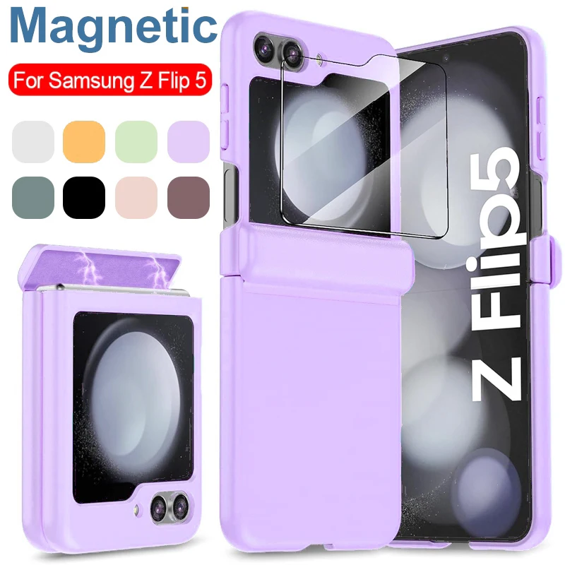 Flip5 Magnetic Case For Samsung Galaxy Z Flip 5 5G Full Protection Hinge Luxury Cover with Front Screen Glass on Z Flip 5 zflip5
Flip5 Magnetic Case For Samsung Galaxy Z Flip 5 5G Full Protection Hinge Luxury Cover with Front Screen Glass on Z Flip 5 zflip5