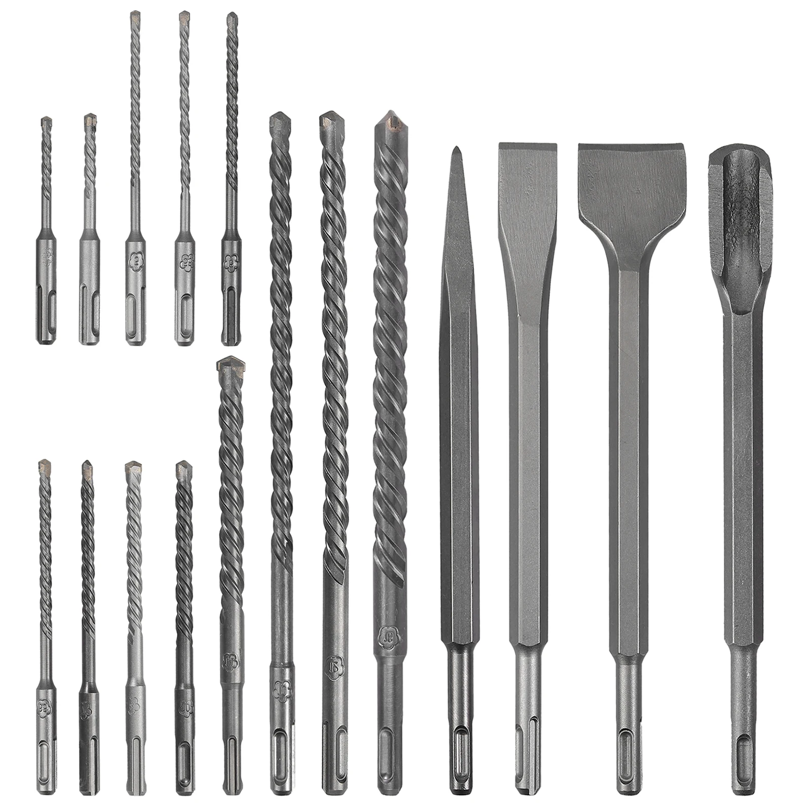 17 Pcs Drill Bit Set Electric Hammer Impact Drill U-Shaped Groove Chip Removal Aluminum Box Set Sds Impact Drill Wall Chisel Set
17 Pcs Drill Bit Set Electric Hammer Impact Drill U-Shaped Groove Chip Removal Aluminum Box Set Sds Impact Drill Wall Chisel Set