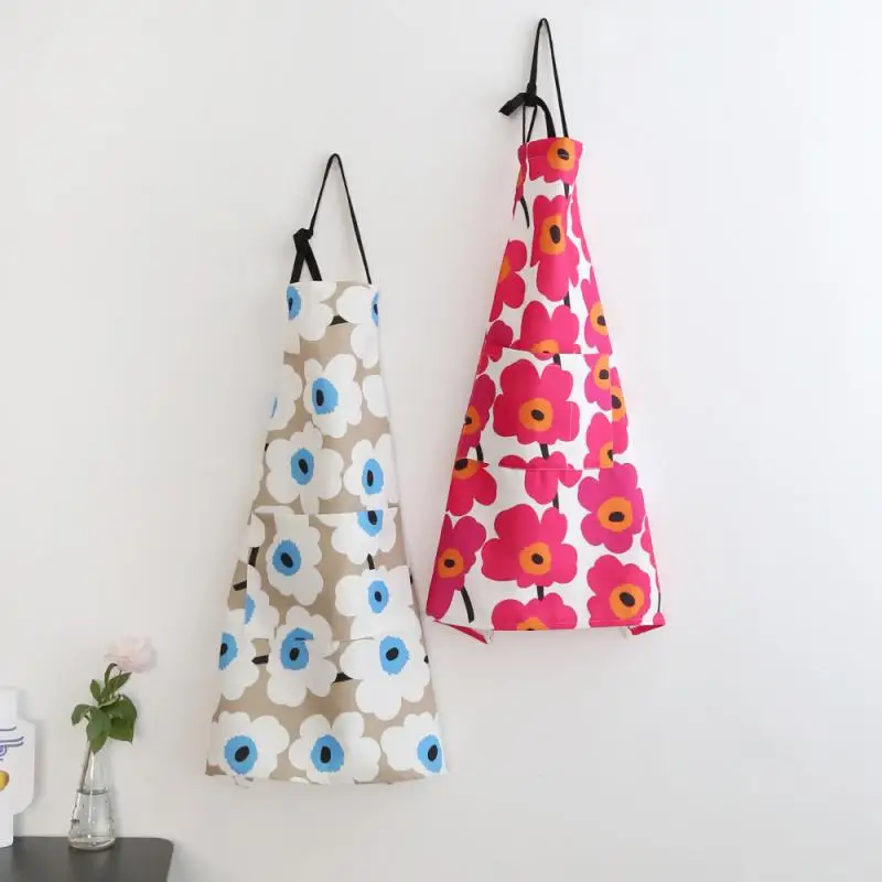 

Kitchen Gown Blended Fabric Sleeveless Finnish Flower Waterproof Cotton Fashion Baking Cooking Accessories Tools Overalls Apron